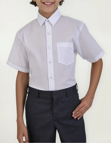 Camisa Blanca Uni Escolar Manga Corta Infantil Juvenil 2 A16