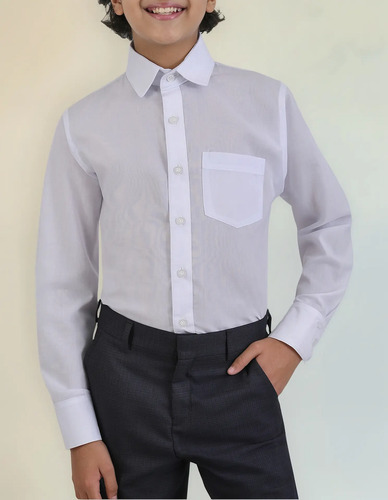 Camisa Blanca Uni Escolar Manga Larga Infantil Juvenil 2 A16