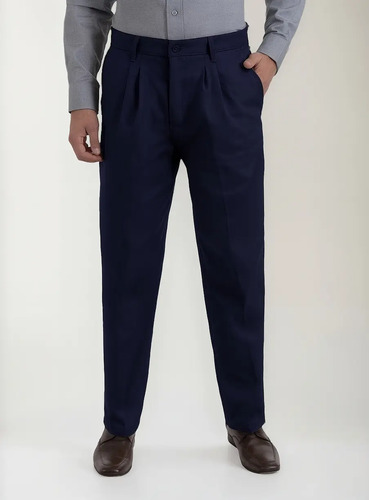 Pantalon De Vestir Casual De Gabardina Con Pinzas Y Bolsas.