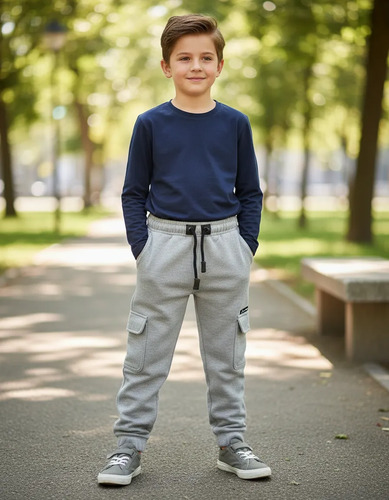 Pants De Niño Felfa Joggers Con Bolsas De Cargo Tallas 2-12