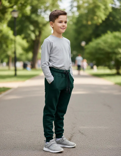 Pants Niño Felpa Jogger Jareta Con Bolsas Tallas 2-12 Xr7887