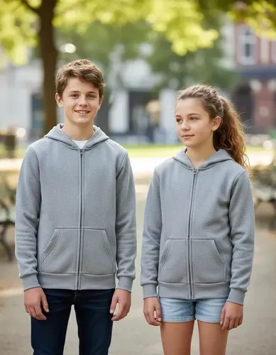 Sudadera Uni Niño Unisex Lisa Capucha Cierre Y Bolsas Felpa